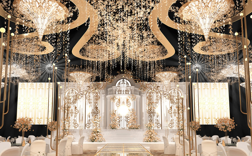 青松路街道花木兰喜事汇金色大厅效果展示